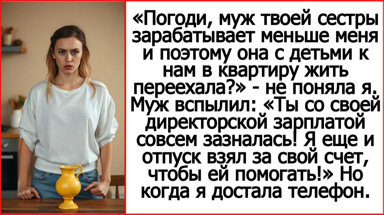 муж твоей сестры зарабатывает меньше меня и поэтому она с детьми к нам в квартиру жить переехала?