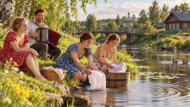 Девки в речке искупались - частушки.