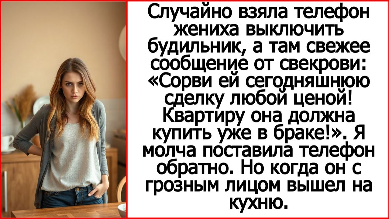 Взяла телефон жениха, а там СМС свекрови: «Сорви ей сделку! Квартиру она должна купить уже в браке!»