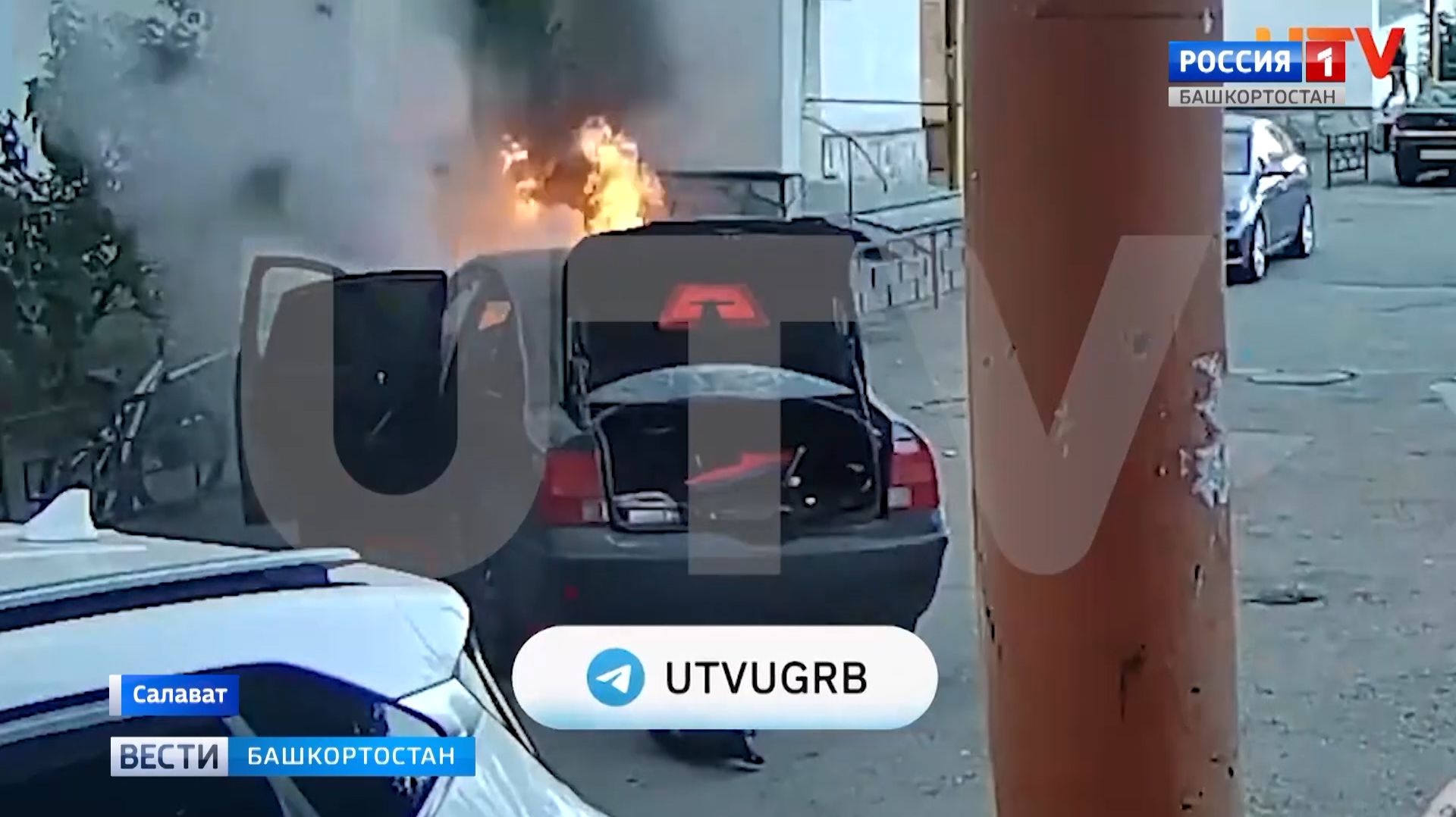 В Салавате прямо на ходу загорелась иномарка