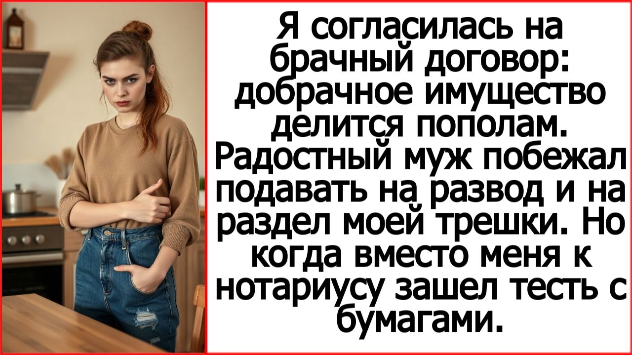 Я согласилась на брачный договор: имущество пополам. Муж тут же подал на развод и раздел моей трешки