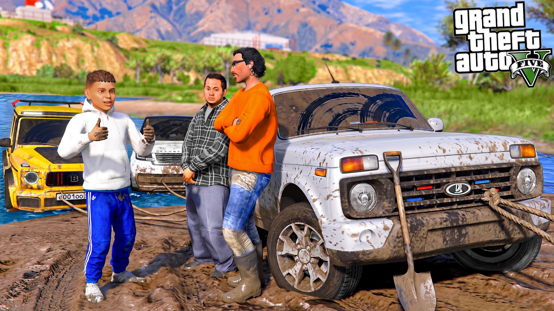 ОТЕЦ И СЫН В GTA 5 - НИВА ТАЩИТ ИЗ БОЛОТА ГЕЛИК И RANGE ROVER! ПРОВЕРКА НА ПРОХОДИМОСТЬ! 🌊ВОТЕР