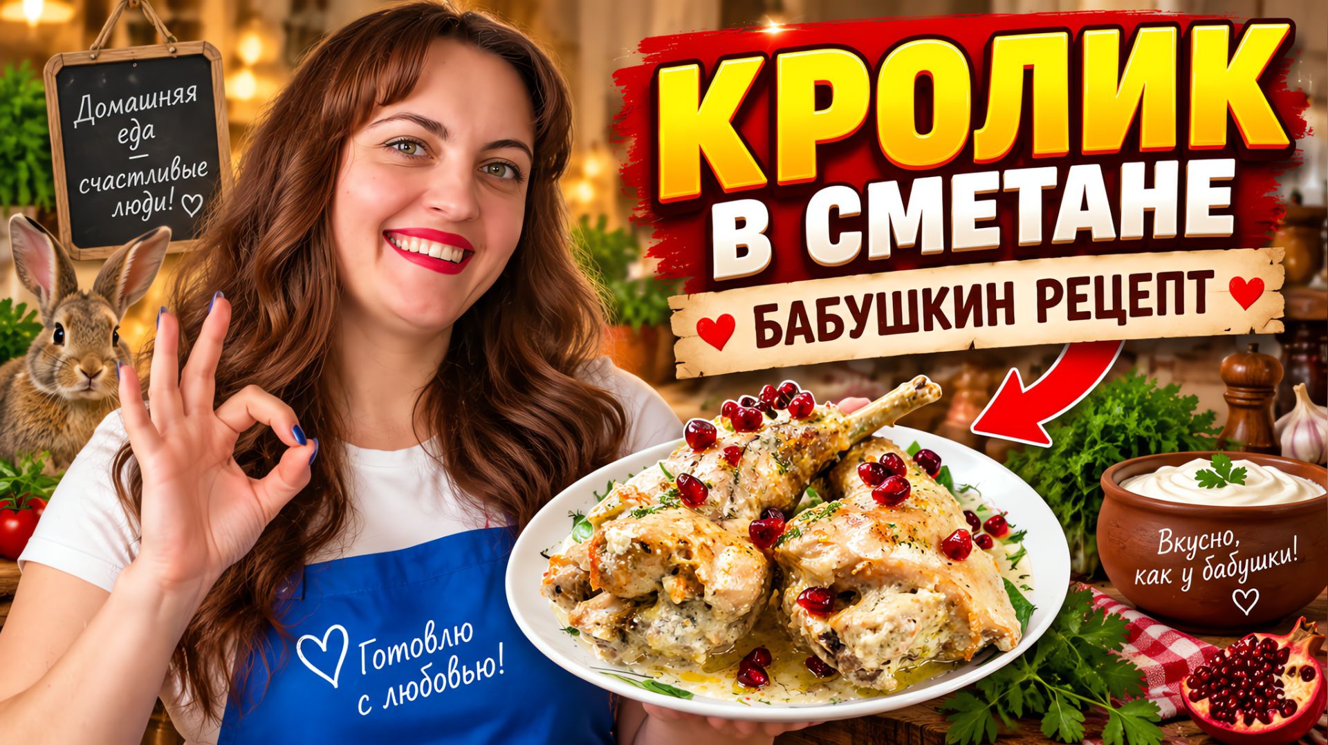 Тушеный кролик в сметане по бабушкиному рецепту