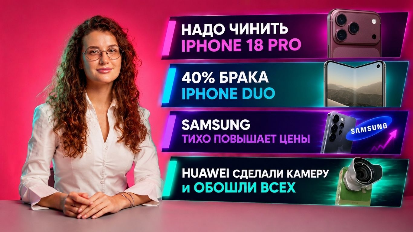 Новости. 40% брака IPHONE DUO, SAMSUNG тихо подняла цены, починка IPHONE 18 PRO, HUAWEI удивляет