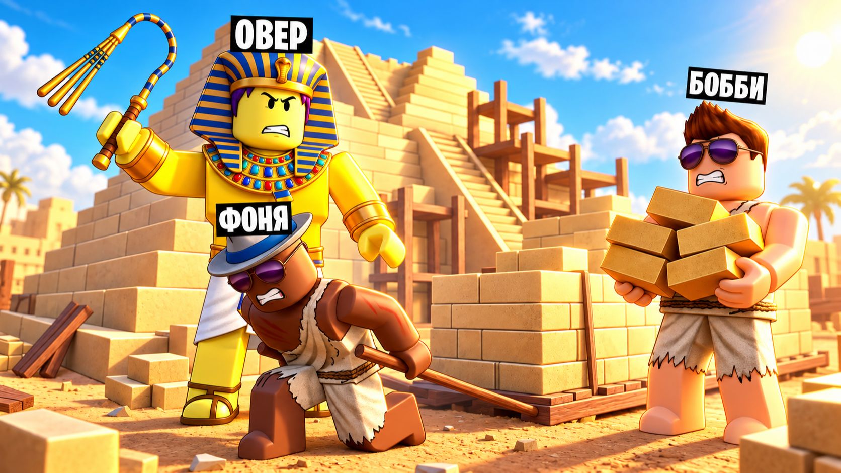 НАНЯЛ РАБОВ И ПОСТРОИЛ ПИРАМИДУ В ROBLOX - Овер Шоу