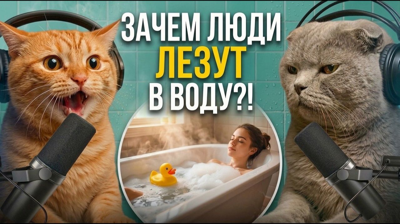 Приколы с котами! Подкаст Котов😸Смешные истории котов 😸 Зачем Люди МОЮТСЯ
