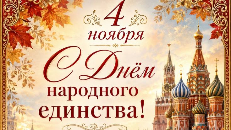 С Днём народного единства! Тёплое поздравление и музыкальная открытка для всех россиян 🇷🇺💫