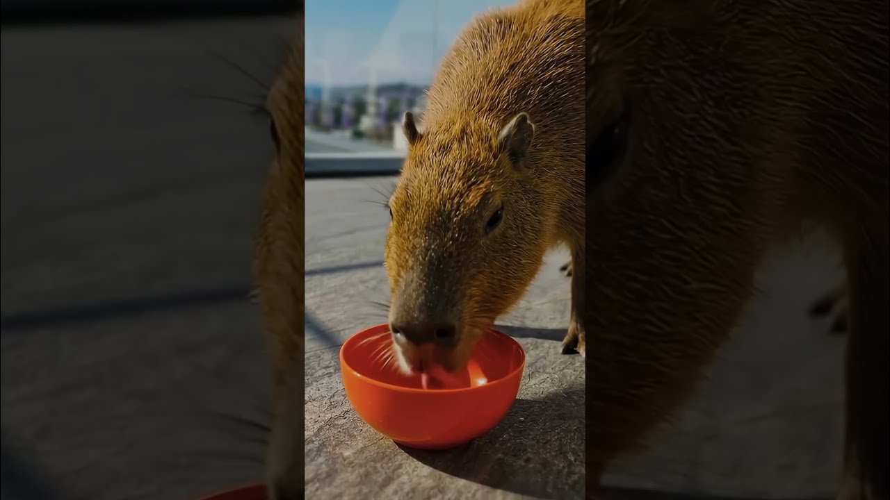 Бьянка чистит зубки капибаре