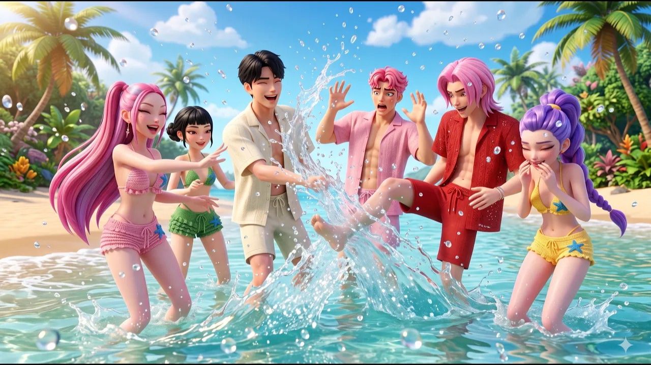🔥 Увеличьте температуру! САМЫЙ ЖАРКИЙ день на пляже для Huntrix & Friends! ☀️🌊 K-Pop Demon Hunters