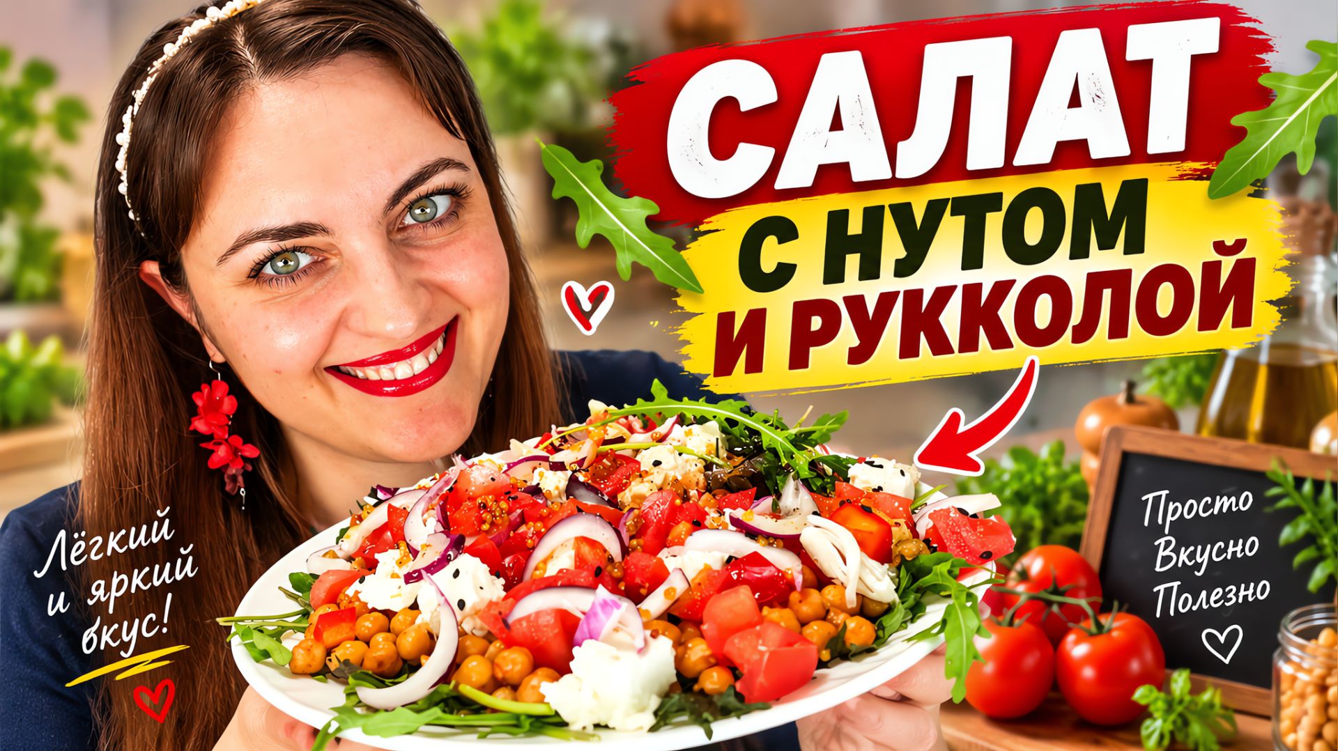 Салат с нутом и рукколой за 5 минут!