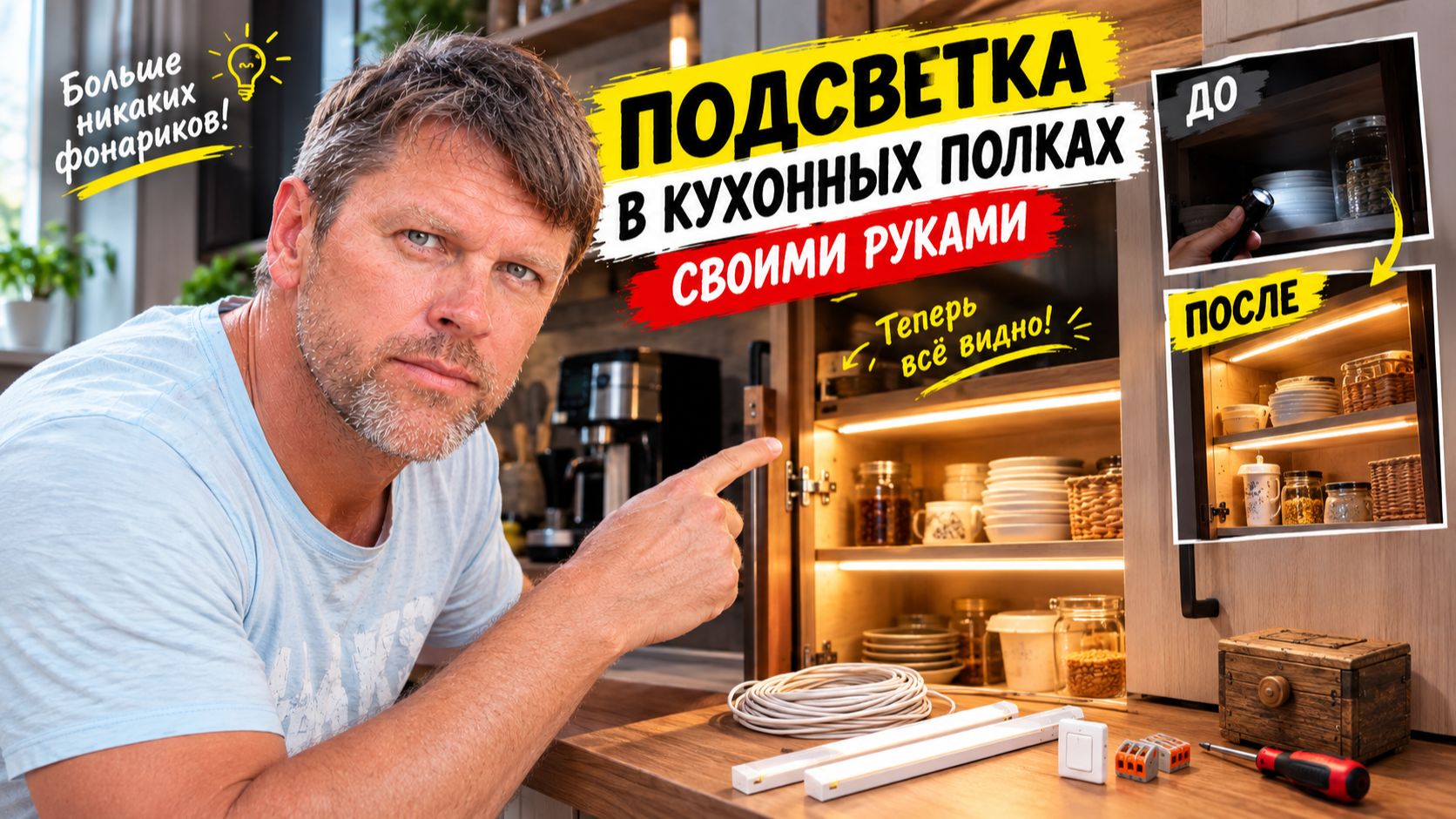 ПОДСВЕТКА кухонных ШКАФОВ: простое решение своими руками 💡
