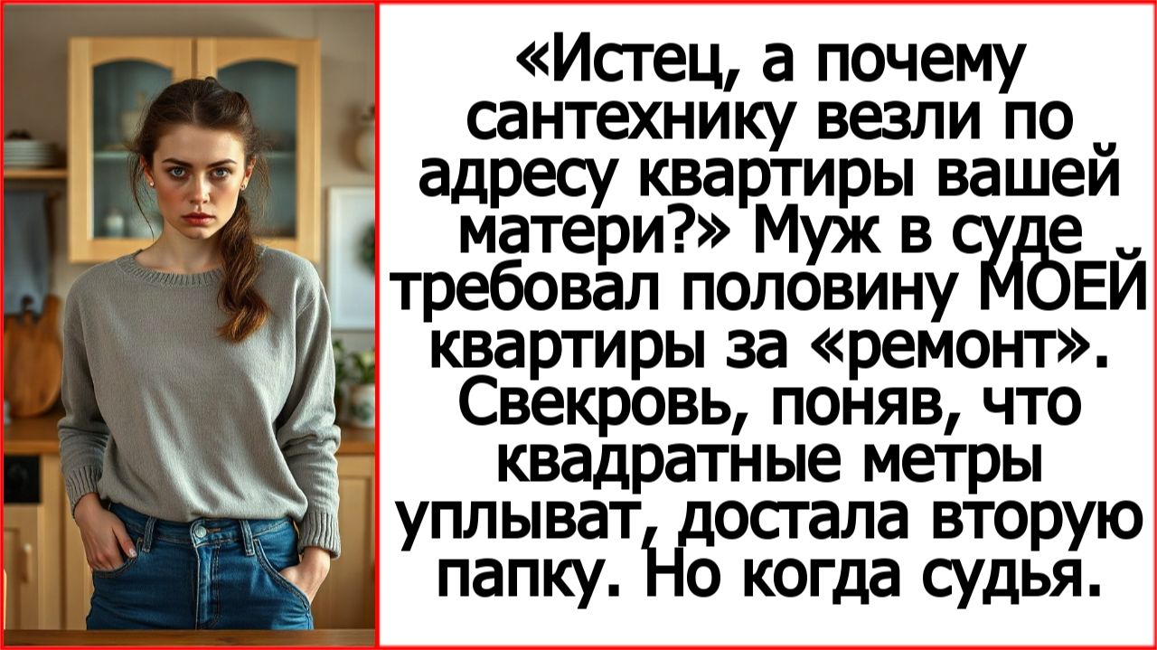 «Истец, а почему сантехнику везли к вашей матери?» Муж в суде хотел половину МОЕЙ квартиры за ремонт