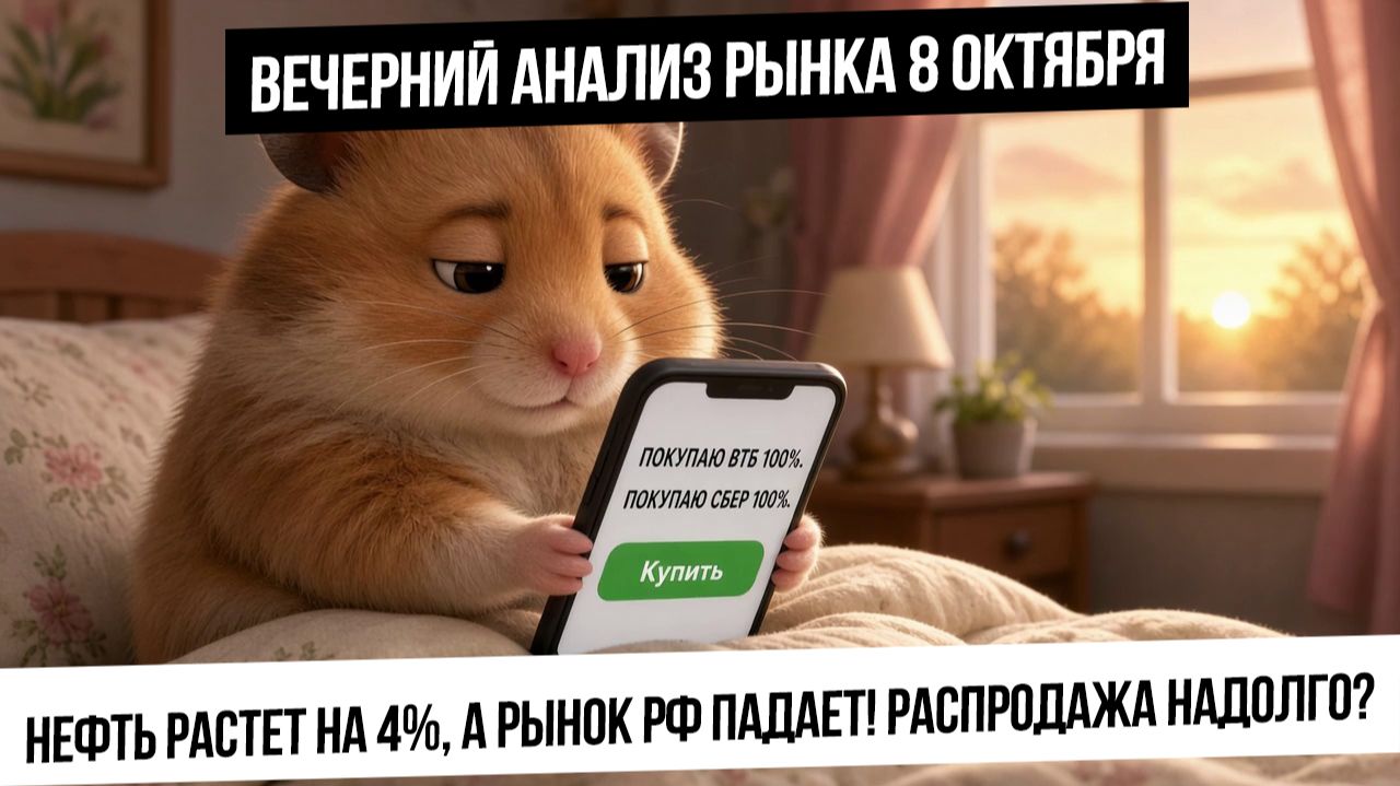 Вечерний анализ рынка 8 октября. Падение рынка при растущей нефти! Что же будет с рынком дальше?