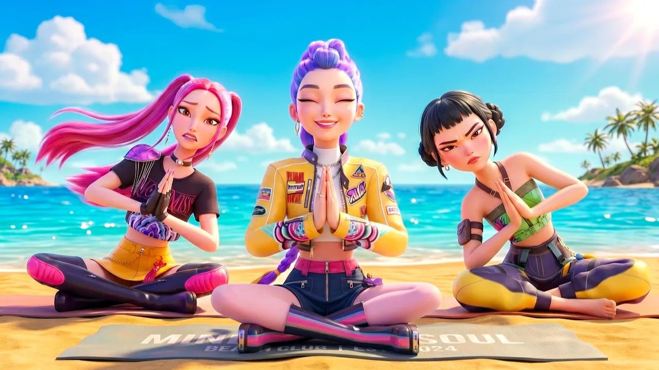 🌊 Расслабляющий пляж с Huntrix ✨ Вверх И Прочь. K-Pop Demon Hunters