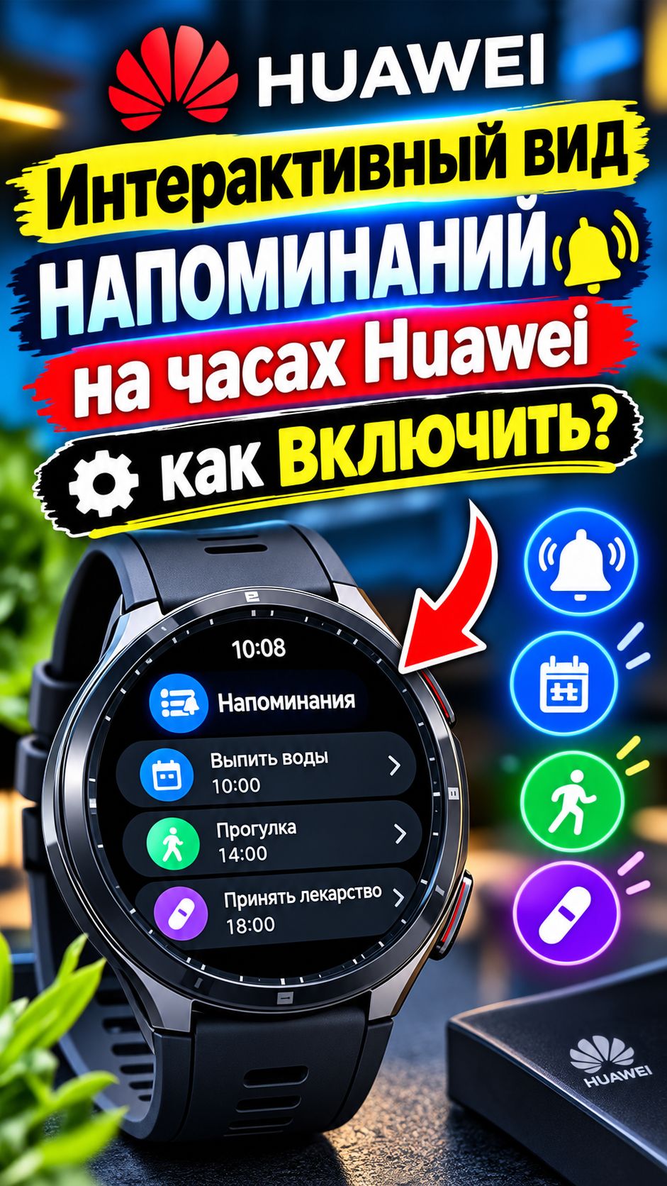 Бегущая строка по краю экрана на часах Huawei