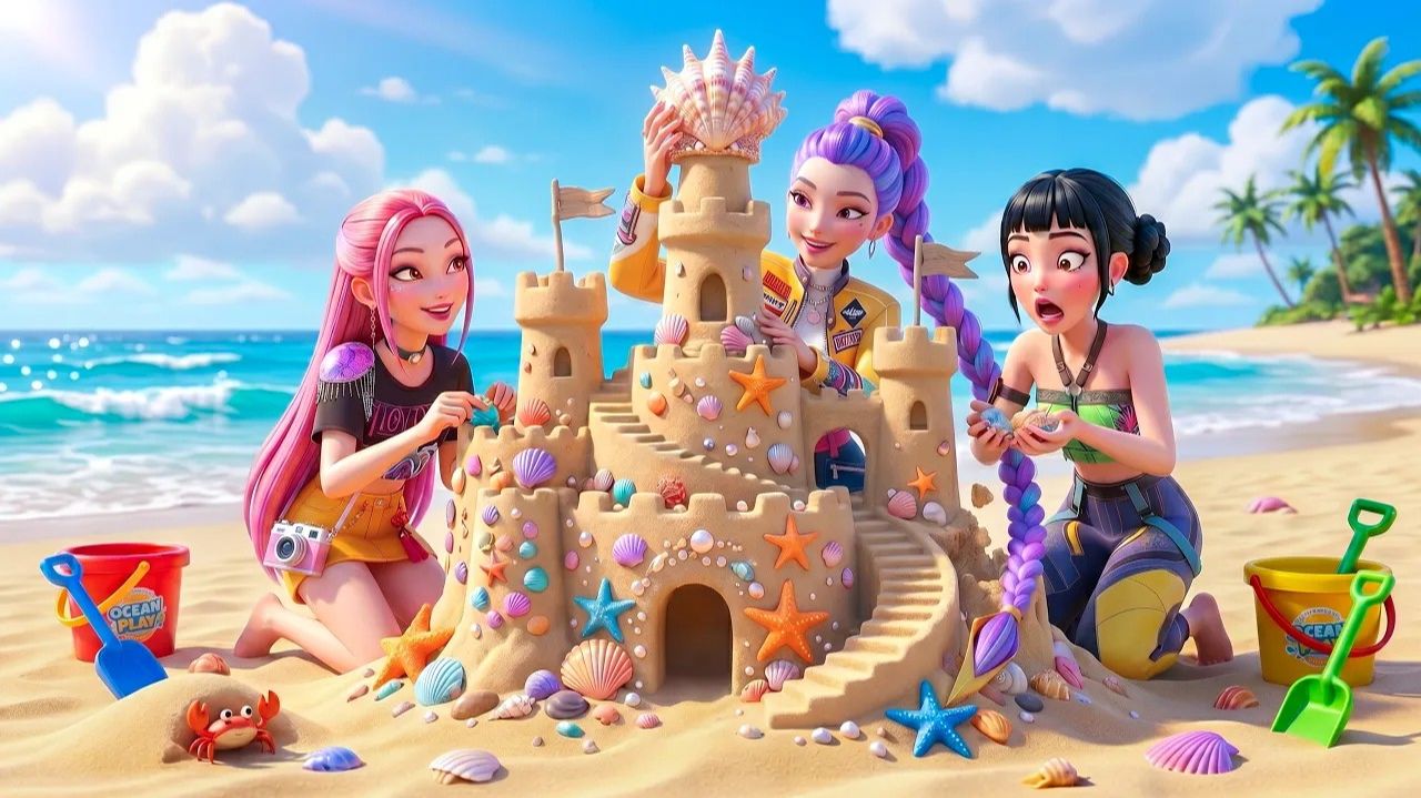🌊 Расслабляющий пляж с Компанией Хантрикс ✨ Сегодняшний день принадлежит Нам. K-Pop Demon Hunters