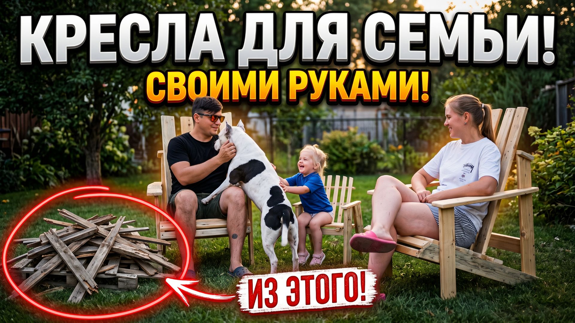 НЕ ВЫБРАСЫВАЙТЕ старые доски! Сделал кресла Адирондак для всей семьи своими руками