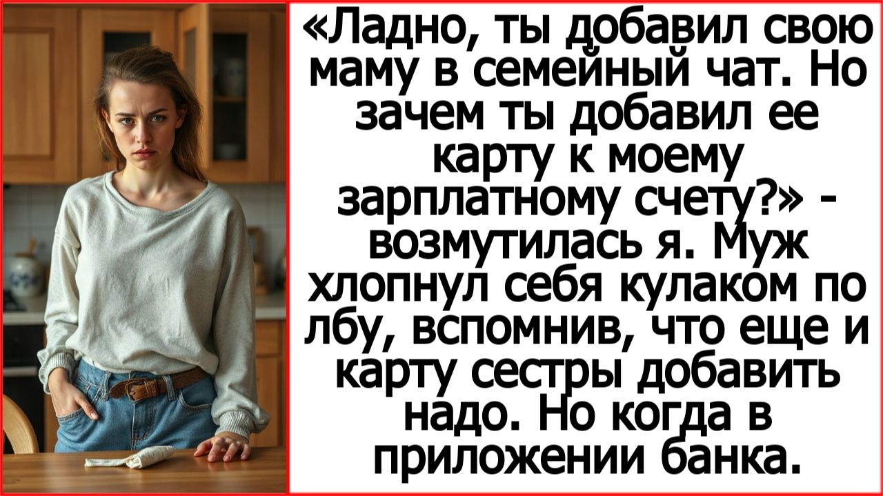 Ладно, ты добавил свою маму в семейный чат. Но зачем ты добавил ее карту к моему зарплатному счету?