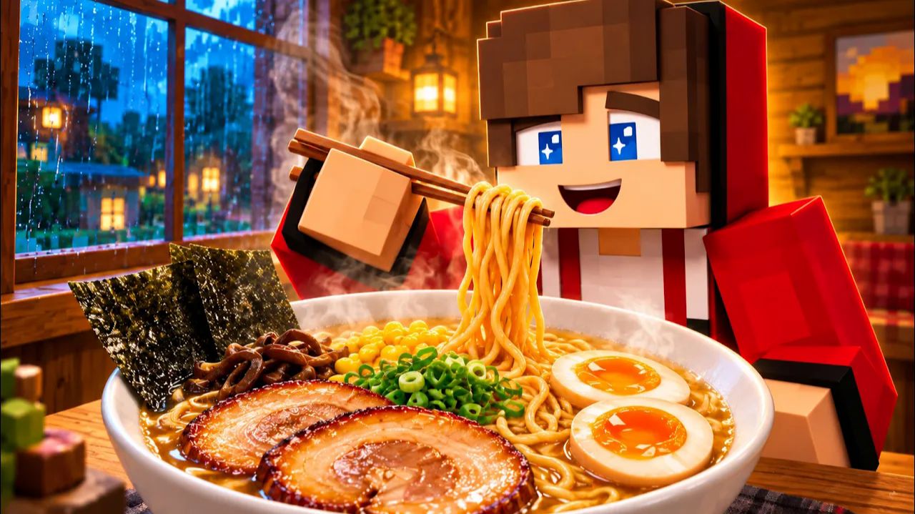 Джей Джей готовит Рамен с нуля в уютный дождливый день 🍜