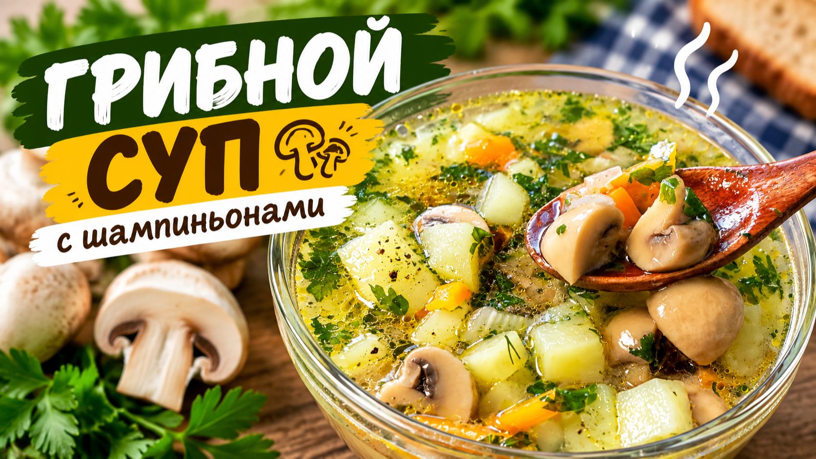 ГРИБНОЙ СУП С ШАМПИНЬОНАМИ / РЕЦЕПТ / ОЧЕНЬ ВКУСНО