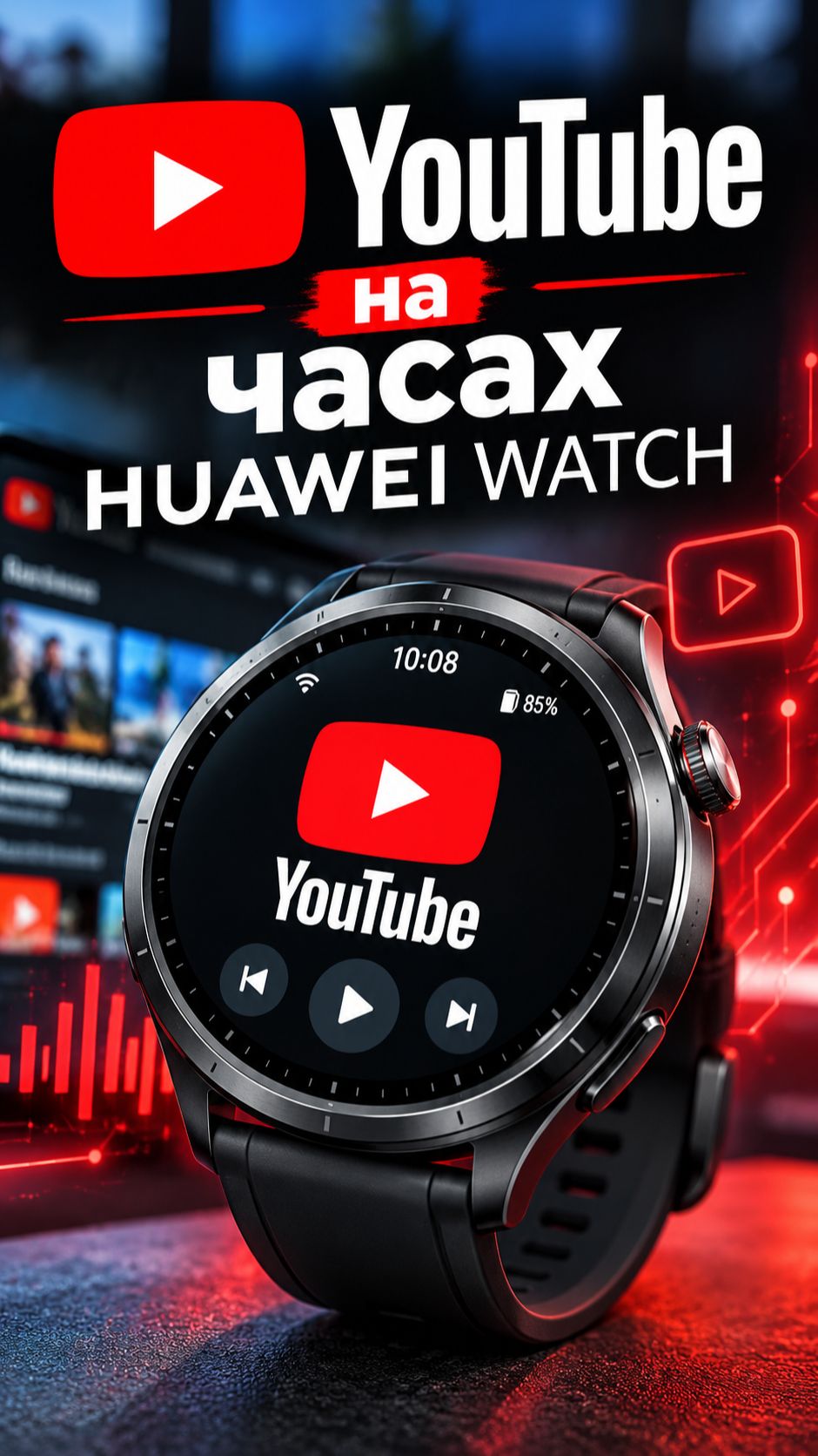 Полноценный YouTube для часов Huawei Watch