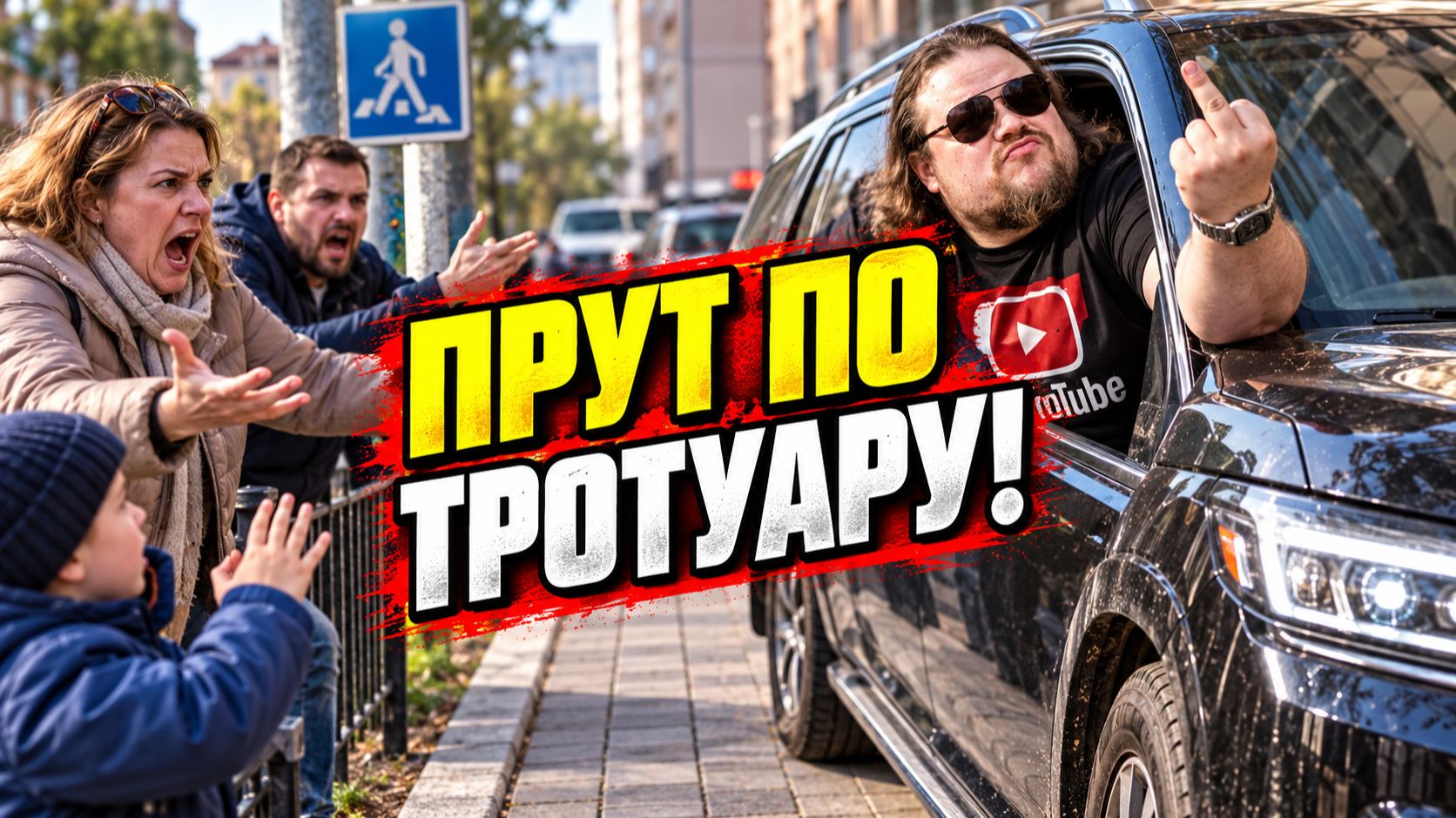 БЫДЛО НА ТРОТУАРЕ! АВТОХАМЫ СОВСЕМ ОБНАГЛЕЛИ! ПРУТ ПО ТРОТУАРАМ И УСТРАИВАЮТ ДИКИЕ СКАНДАЛЫ!