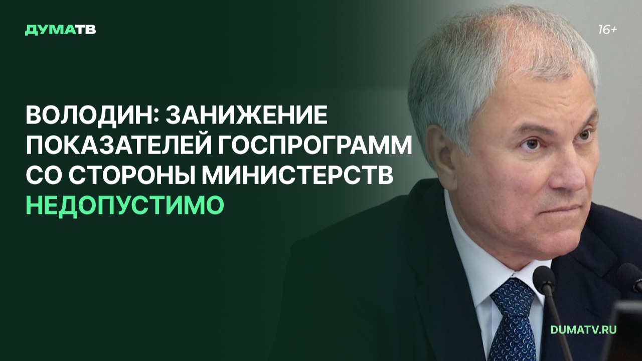 Володин: занижение показателей госпрограмм со стороны министерств недопустимо