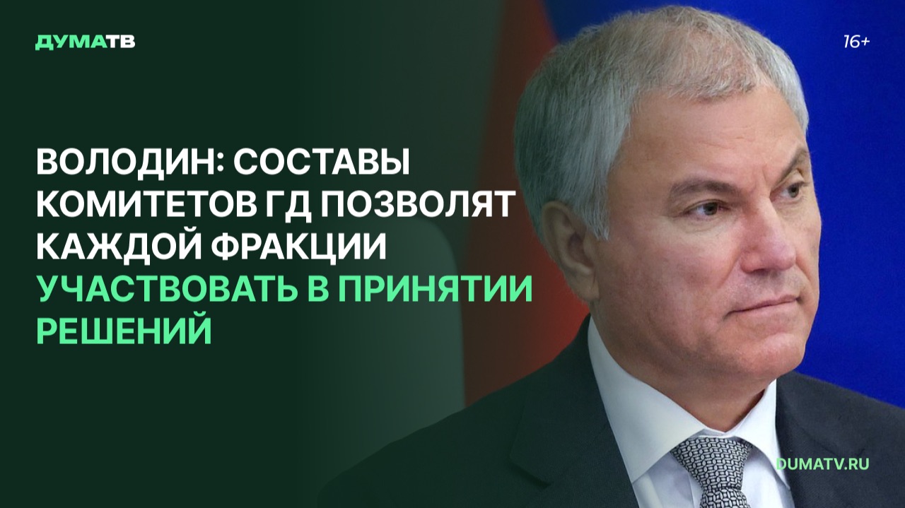 Володин: составы комитетов ГД позволят каждой фракции участвовать в принятии решений