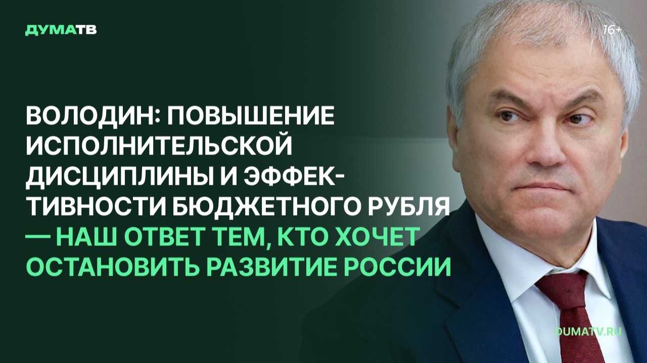 Володин: повышение исполнительской дисциплины — наш ответ тем, кто хочет остановить развитие России