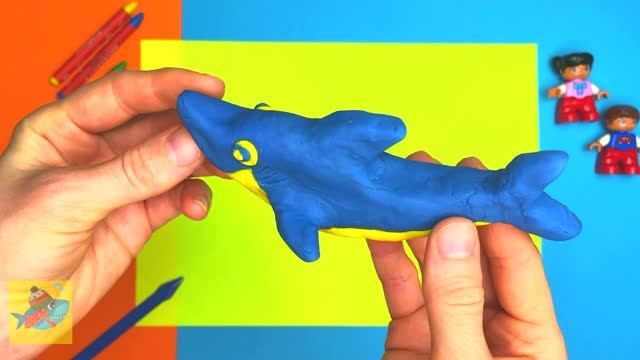 Как слепить из пластилина АКУЛУ. Baby shark из пластилина своими руками.