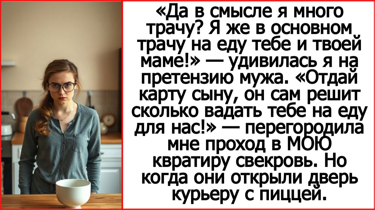 Да в смысле я много трачу? Я же в основном трачу на еду тебе и твоей маме!