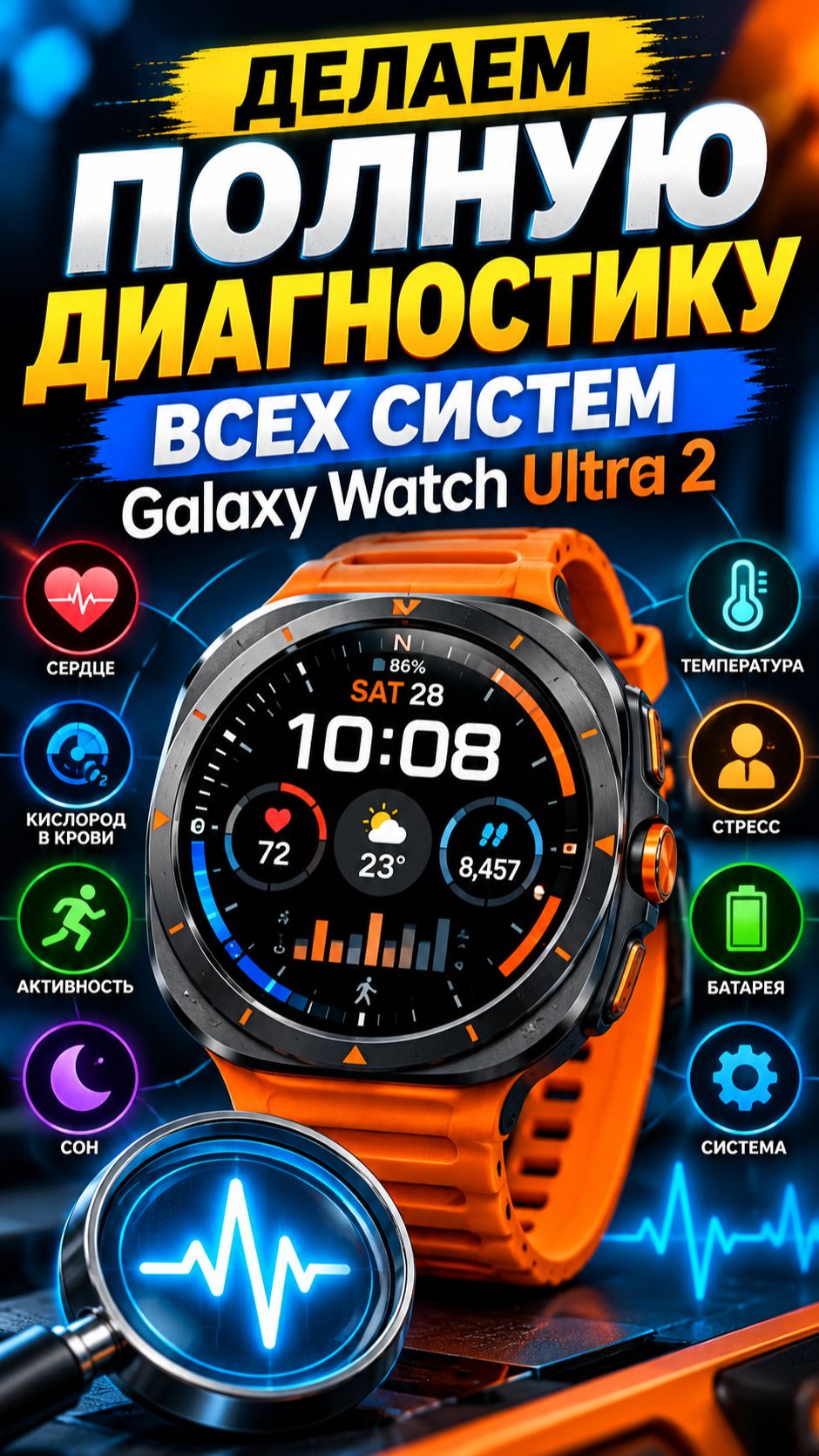 Проверка всех систем Galaxy Watch Ultra 2 и других Galaxy
