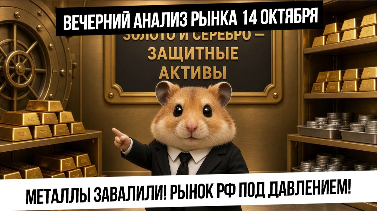 Вечерний анализ рынка 14 октября. Мощное падение драгметаллов! Будет коррекция в рынке РФ?