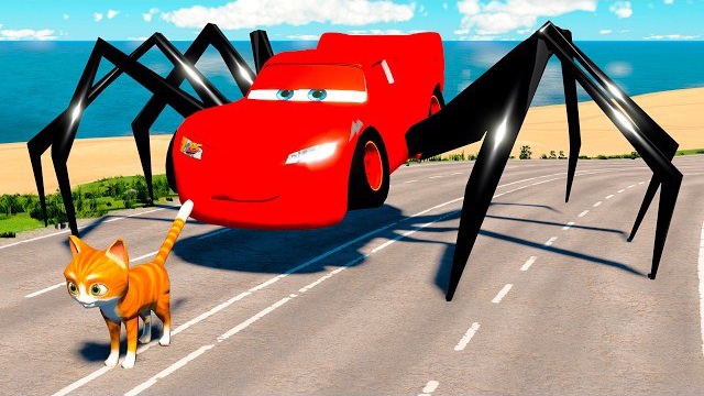 Огромные паучьи лапки против маленького кота | Beamng.Drive