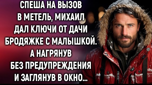 Спеша на вызов в метель, Михаил дал ключи от дачи бродяжке с малышкой. А приехав без предупреждения