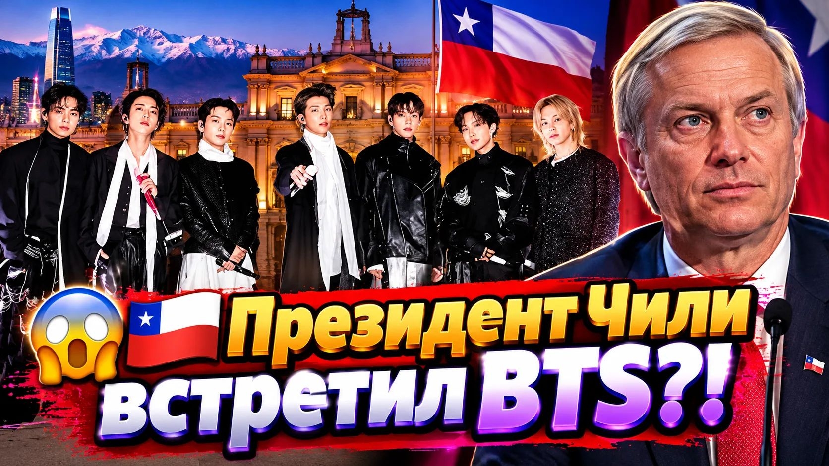 😱🇨🇱 Президент Чили лично встретил BTS! Вот это уровень!