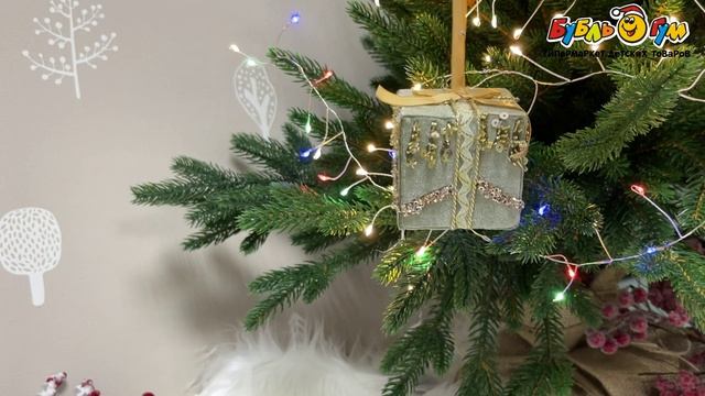 Украшение елочное Lanson goods Подарок ампир винтаж велюр мятный 6см  - видео