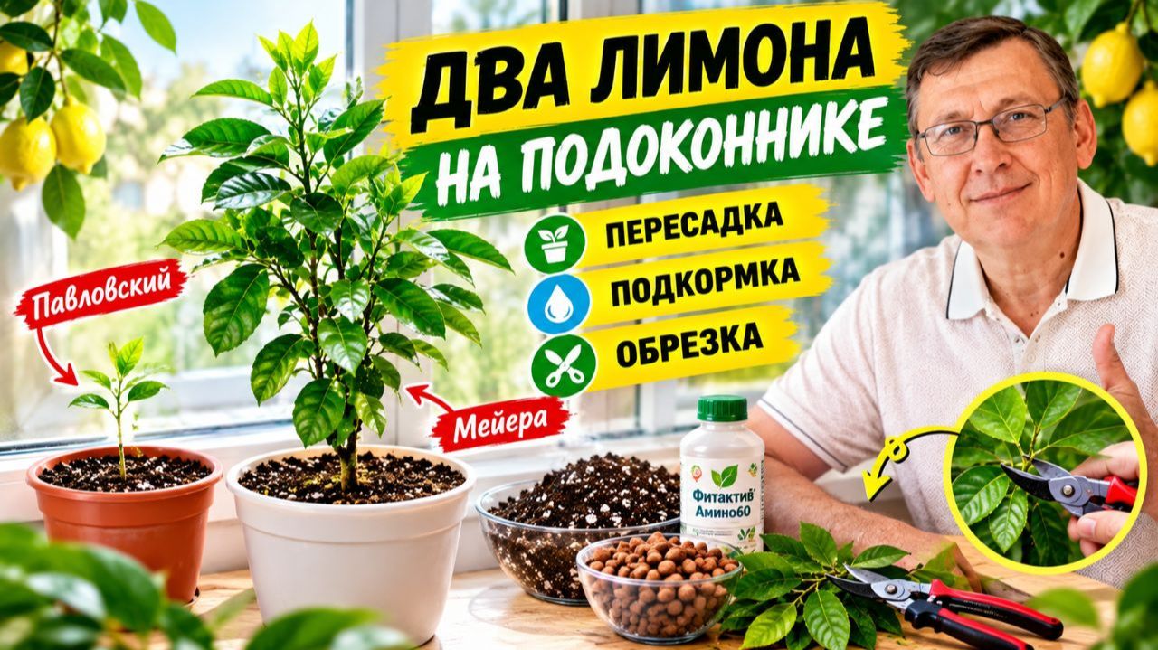 Лимон на подоконнике.