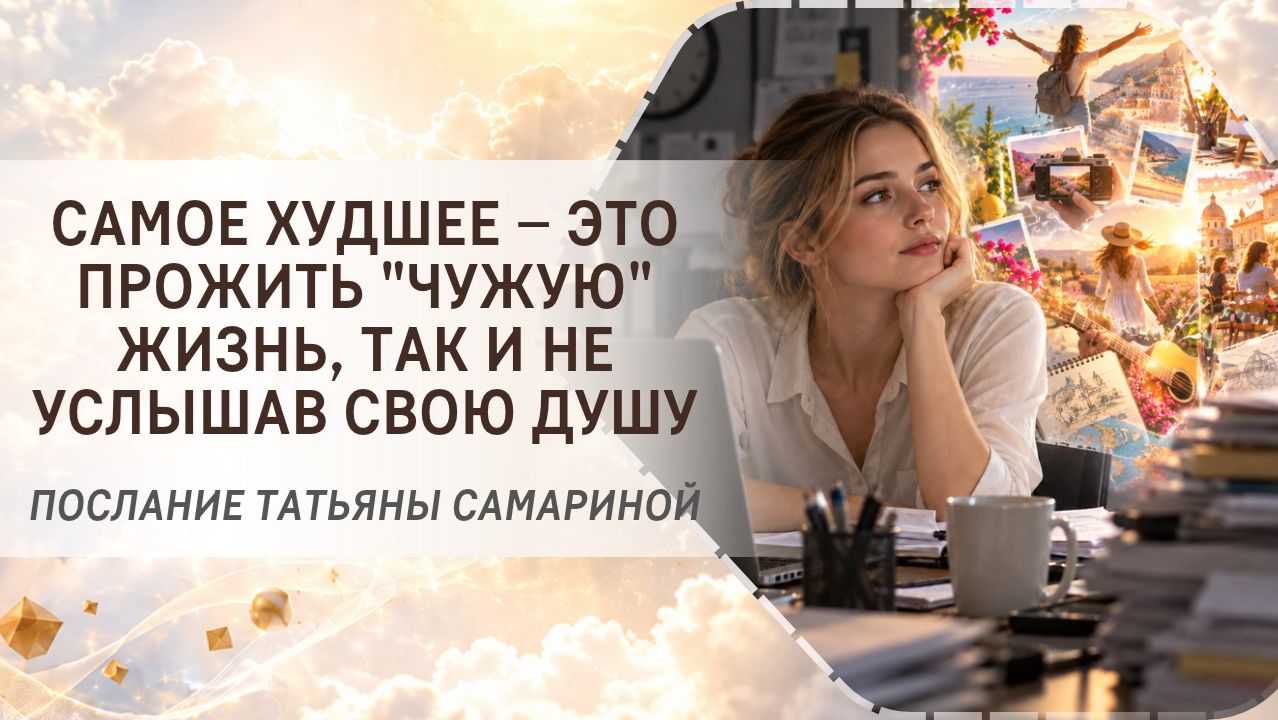 Видео: Самое худшее – это прожить "чужую" жизнь, так и не услышав свою Душу. Послание Татьяны Самариной