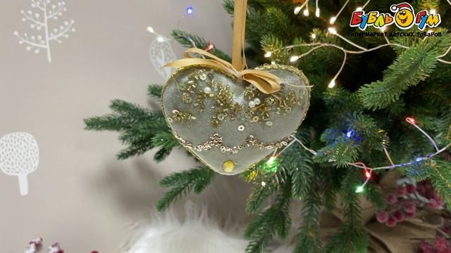 Украшение елочное Lanson goods Сердце ампир винтаж велюр мятный 9см - видео