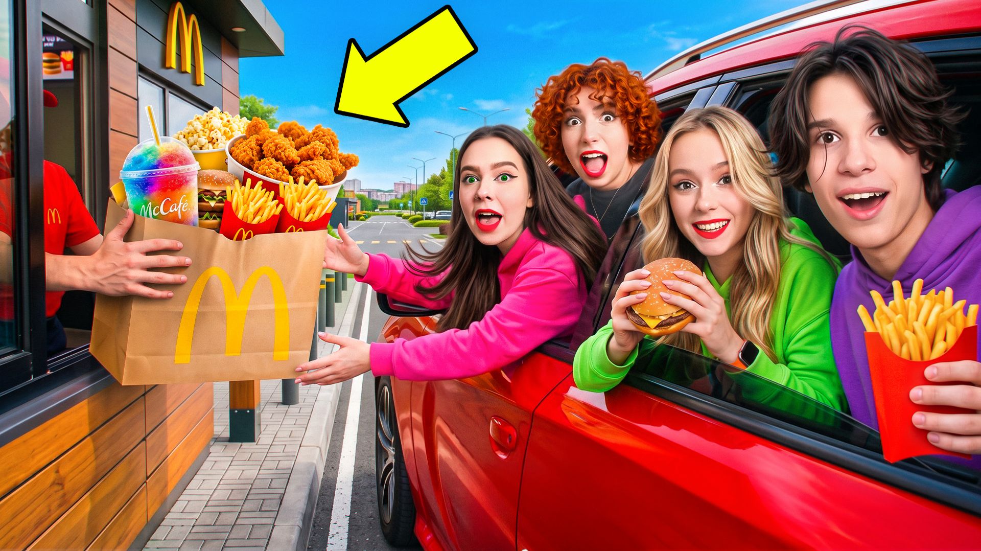 24 ЧАСА ЕДИМ ТОЛЬКО В МАШИНЕ! 🍟🚗 - Дабл Бабл