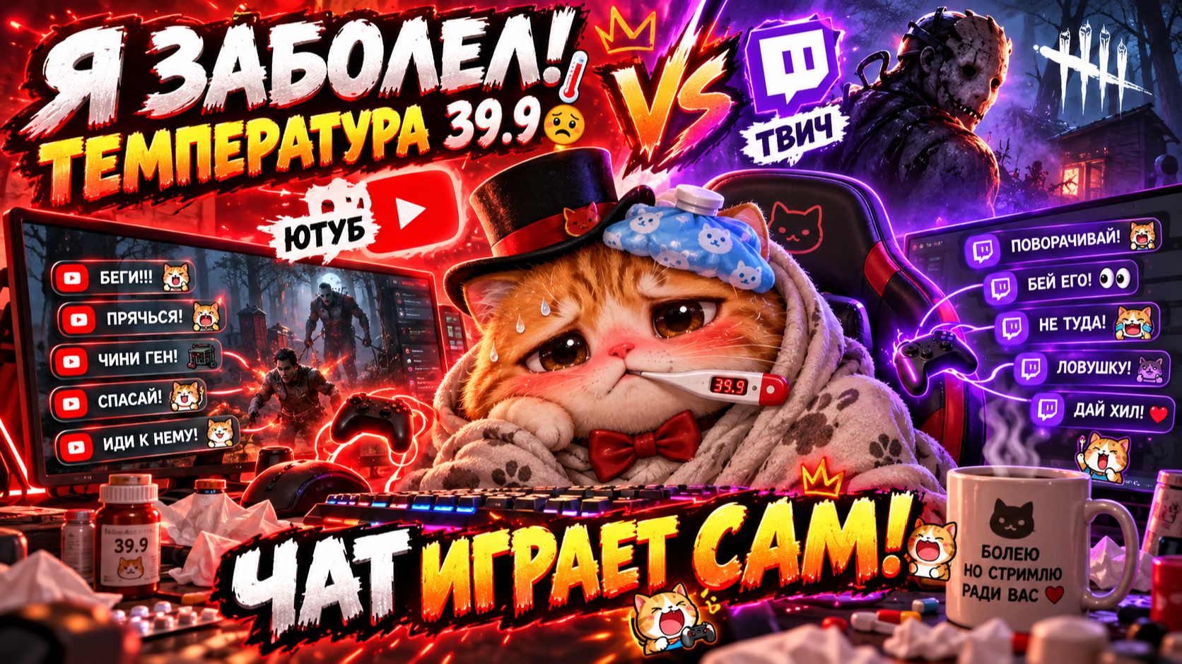 Я заболел 38,9: ЧАТ ИГРАЕТ САМ: ЮТУБ ПРОТИВ ТВИЧА