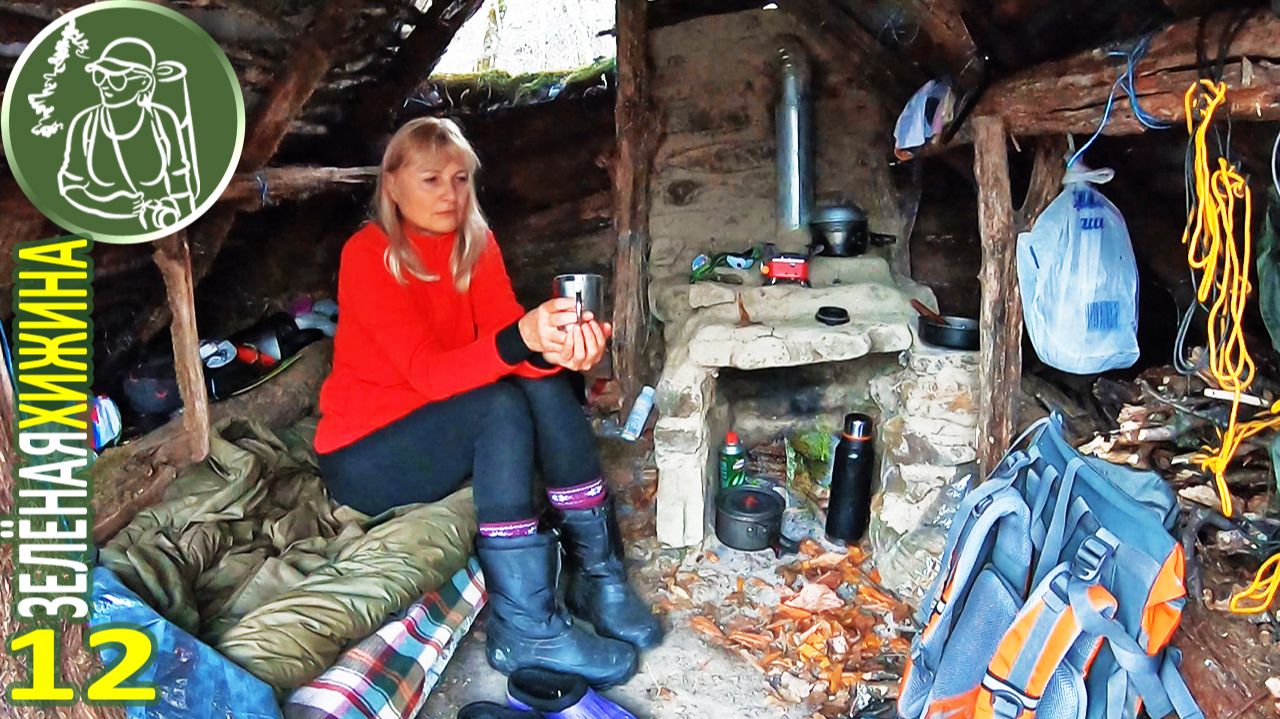 Одна живу в Зеленой Хижине зимой | Делаю окна и камин | 12