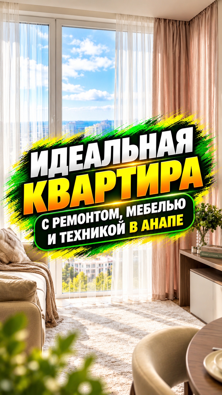 Это не ИИ, а реальная квартира в Анапе. Квартира, в которой идеально всё и даже цена.