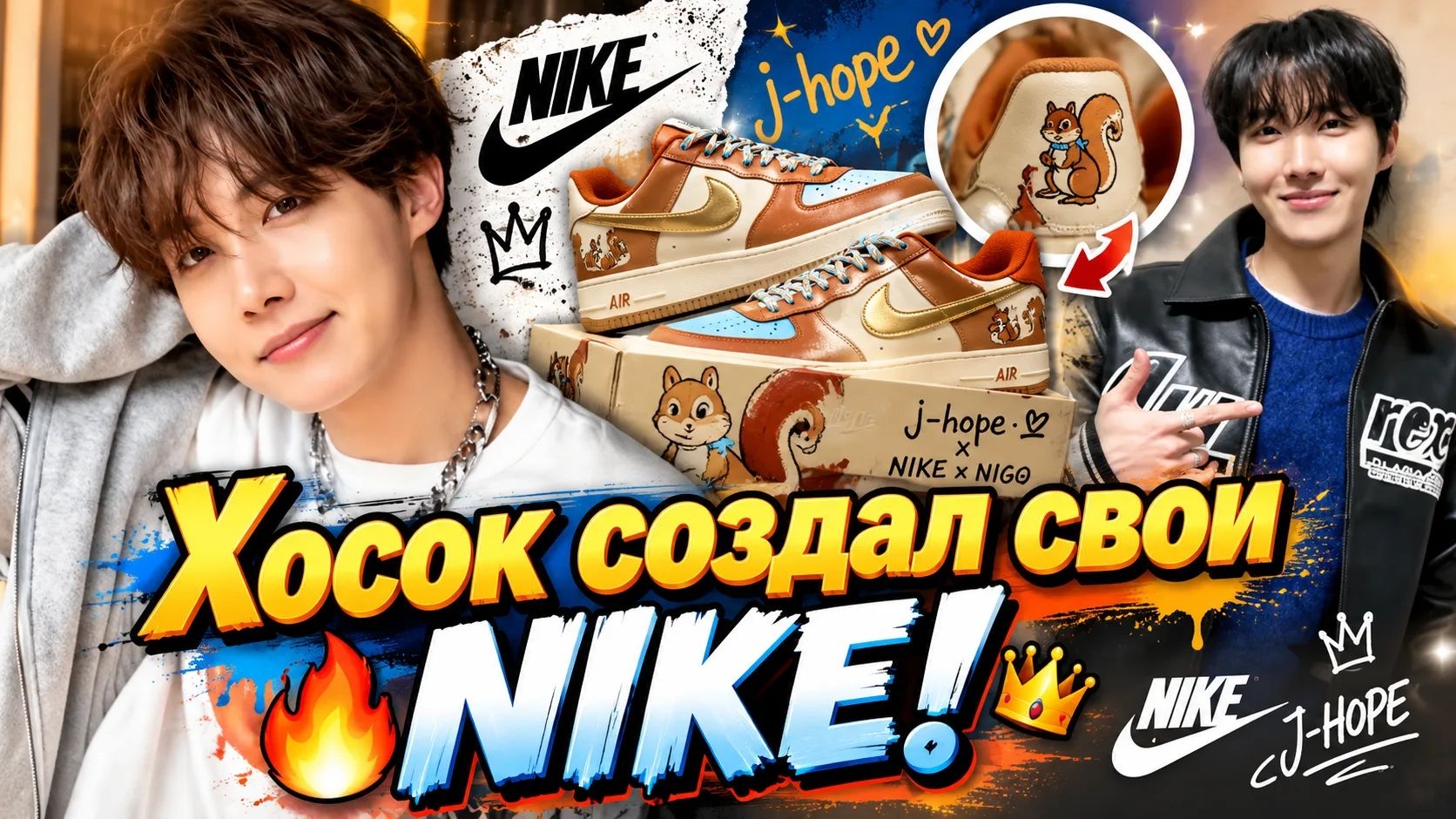 🔥👟 Хосок создал свои "Air Force One"! Коллаборация J-Hope × Nike × Nigo!