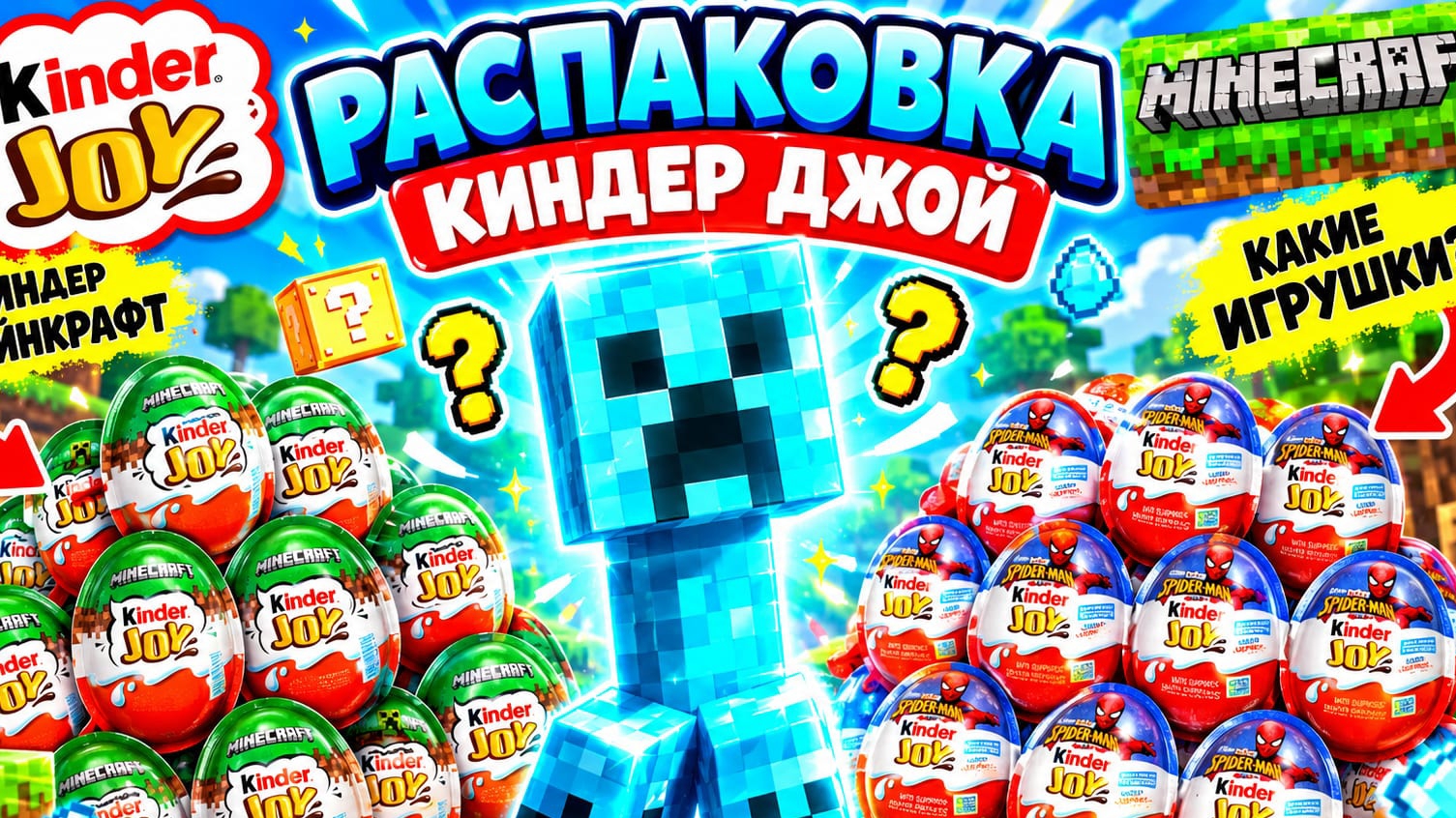 Ищем Человека-Паука, а нашли ЕГО! 💎 АЛМАЗНЫЙ КРИПЕР в Киндер Джой Майнкрафт!