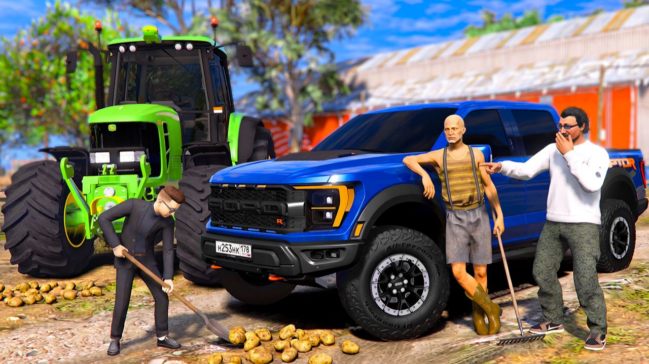 ОТЕЦ И СЫН В GTA 5 - ОТПРАВИЛ СЫНА К ДЕДУ В ДЕРЕВНЮ НА ПЕРЕВОСПИТАНИЕ! ШКОЛЬНИК НА ТРАКТОРЕ! 🌊ВОТЕР