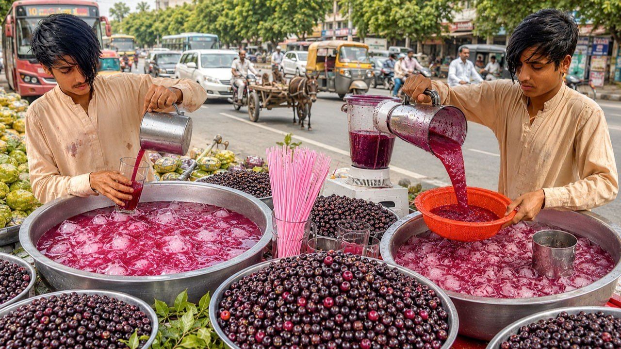 Сок из фальсы | Фалса-шарбат 🍇 Самый освежающий летний напиток на обочинах дорог в Пакистане