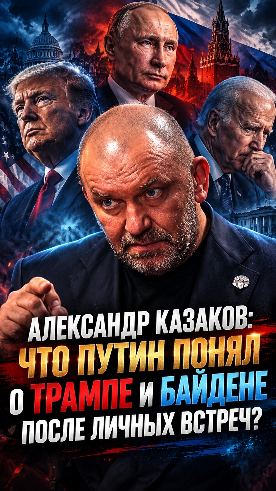 АЛЕКСАНДР КАЗАКОВ: ЧТО ПУТИН ПОНЯЛ О ТРАМПЕ И БАЙДЕНЕ ПОСЛЕ ЛИЧНЫХ ВСТРЕЧ?