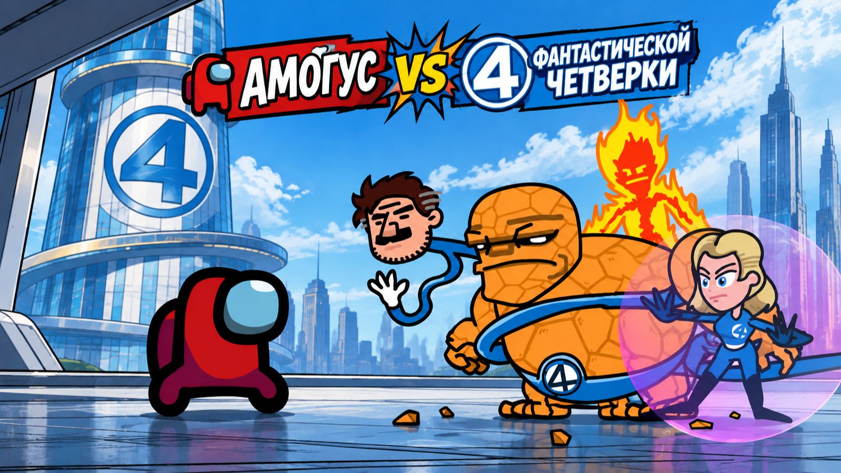 АМОГУС Убивает 😱ФАНТАСТИЧЕСКУЮ ЧЕТВЁРКУ!